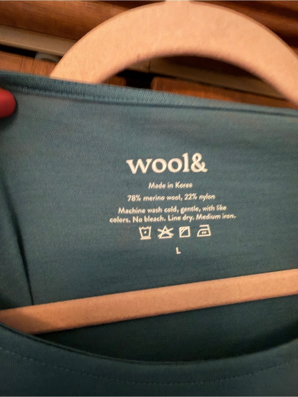 Wool& Colette alpine blue tee. 3/4 Sleeve Top. - Picture 2 of 3
